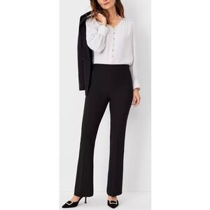Ann Taylor Size 4 The Side Zip Trouser Black High Rise Stretch Full Length